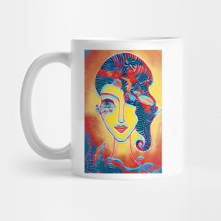 MODERN LADY in CURLY HEAD-DRESS Mug